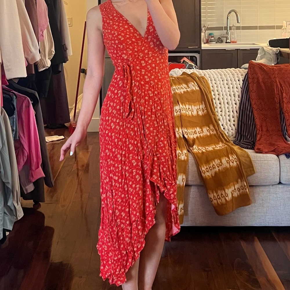 Floral Print Wrap Dress - Size X-Small